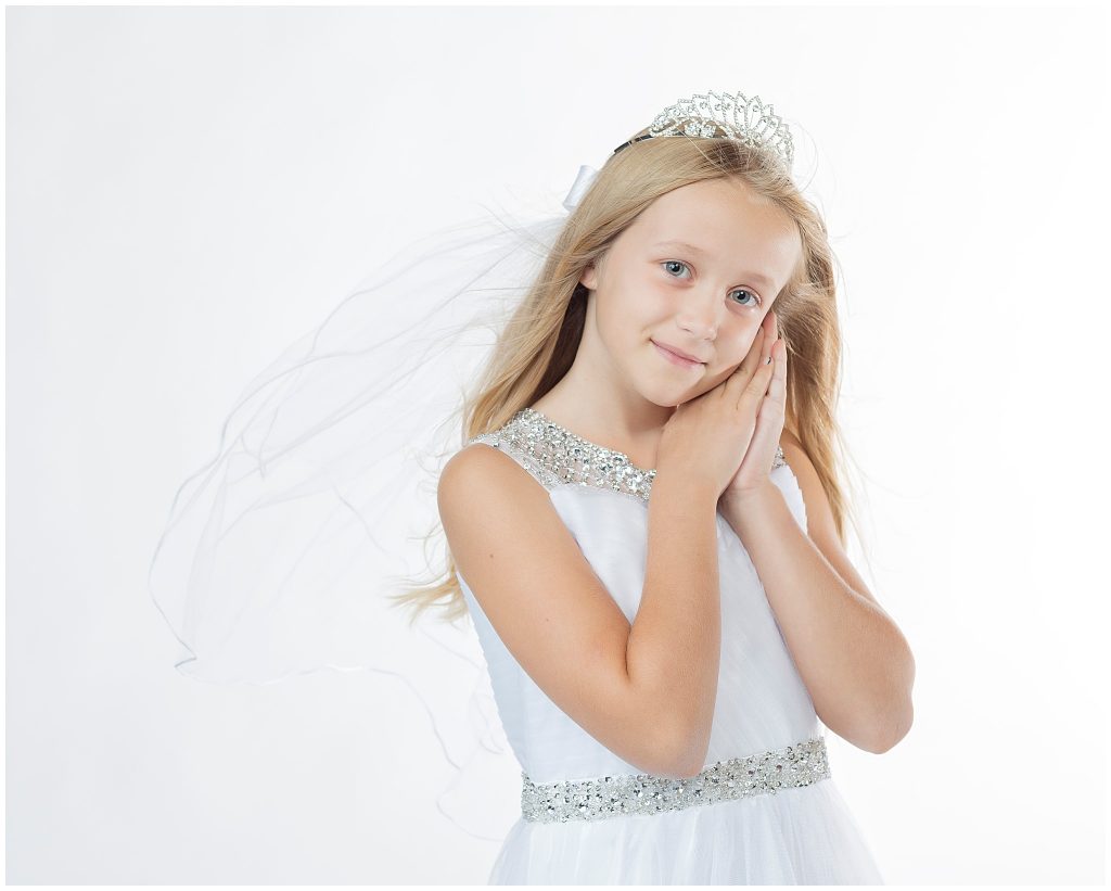 first communion pictures with veil and tiara