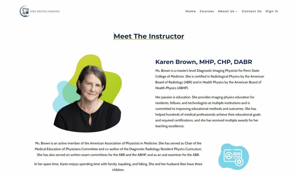 Screenshot of Karen's headshot in use on her website. 
