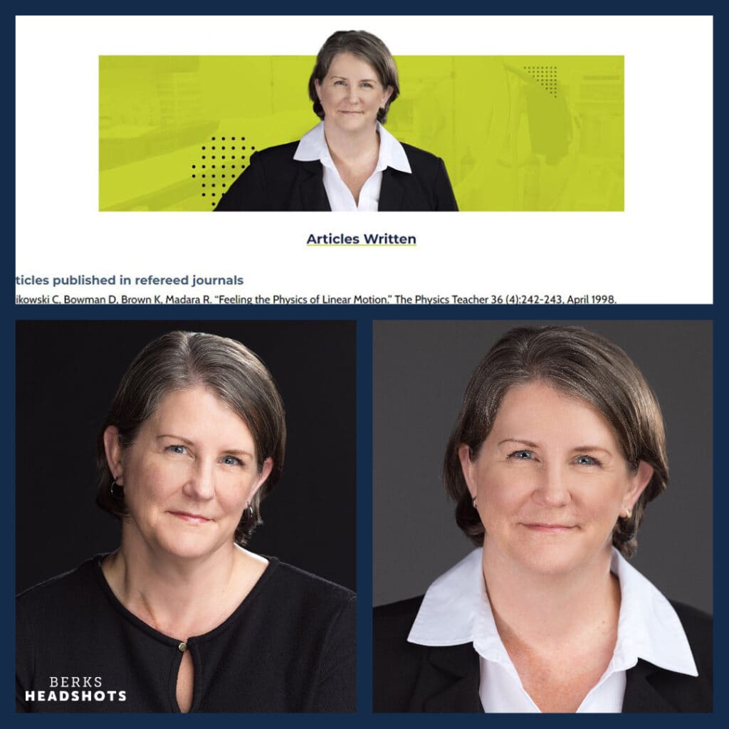 Karen uses more than one headshot to express the nuances of her personal brand.