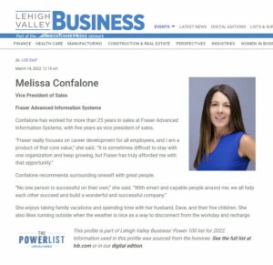 Screenshot of LVB article honoring Berks County professional Melissa Confalone