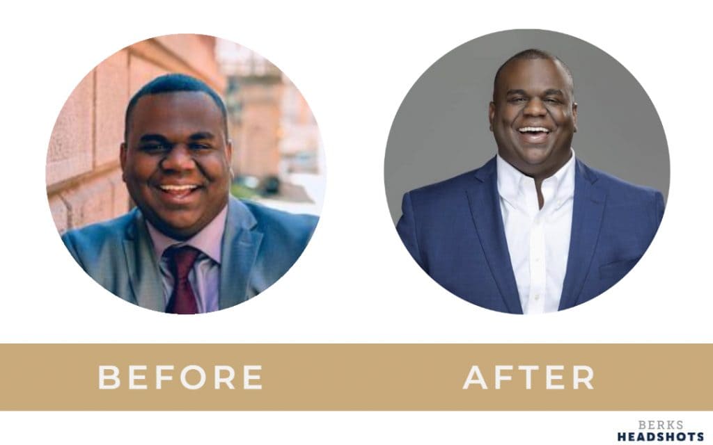 Nehemiah's before and after: headshots with personality, done professionally. 