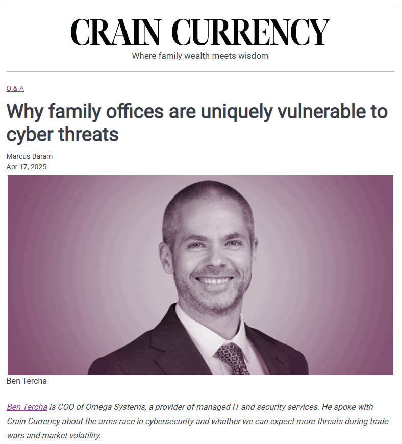 Screenshot of an online article interviewing Ben Tercha, cybersecurity expert. The screenshot shows his headshot and the headline of the article.