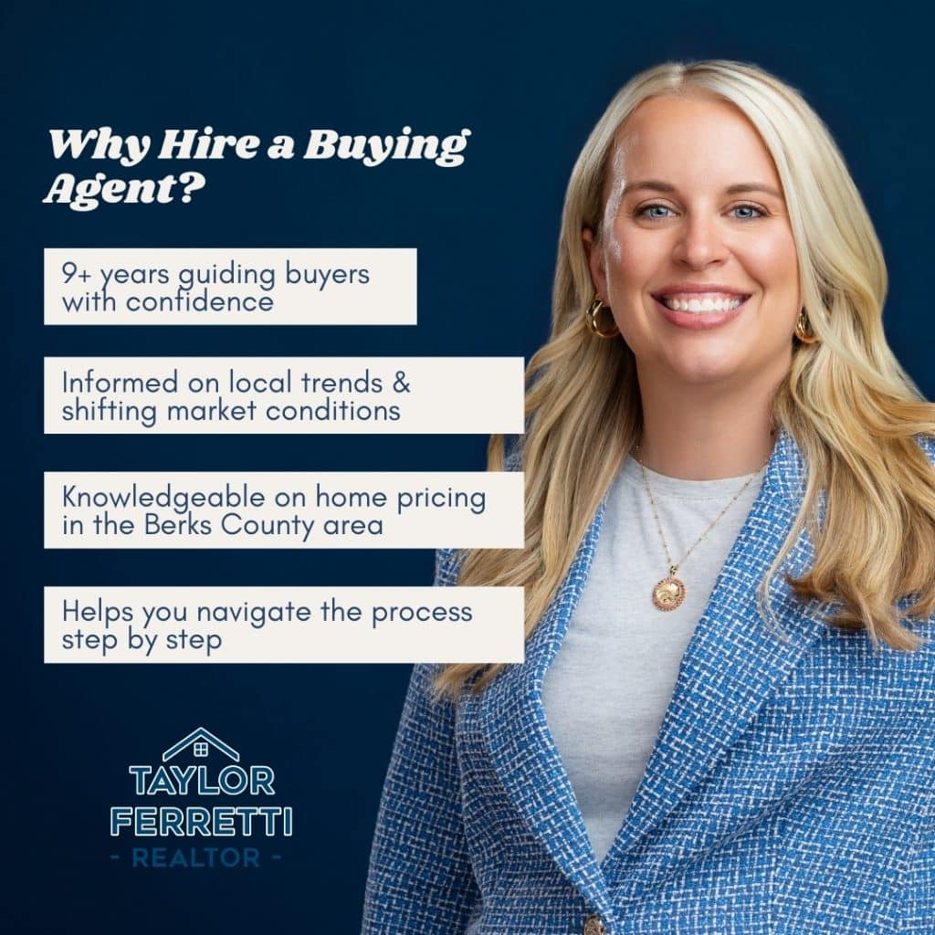 Taylor's headshot, combined with text tips for real estate buyers, are a great marketing combo for social media posts. 